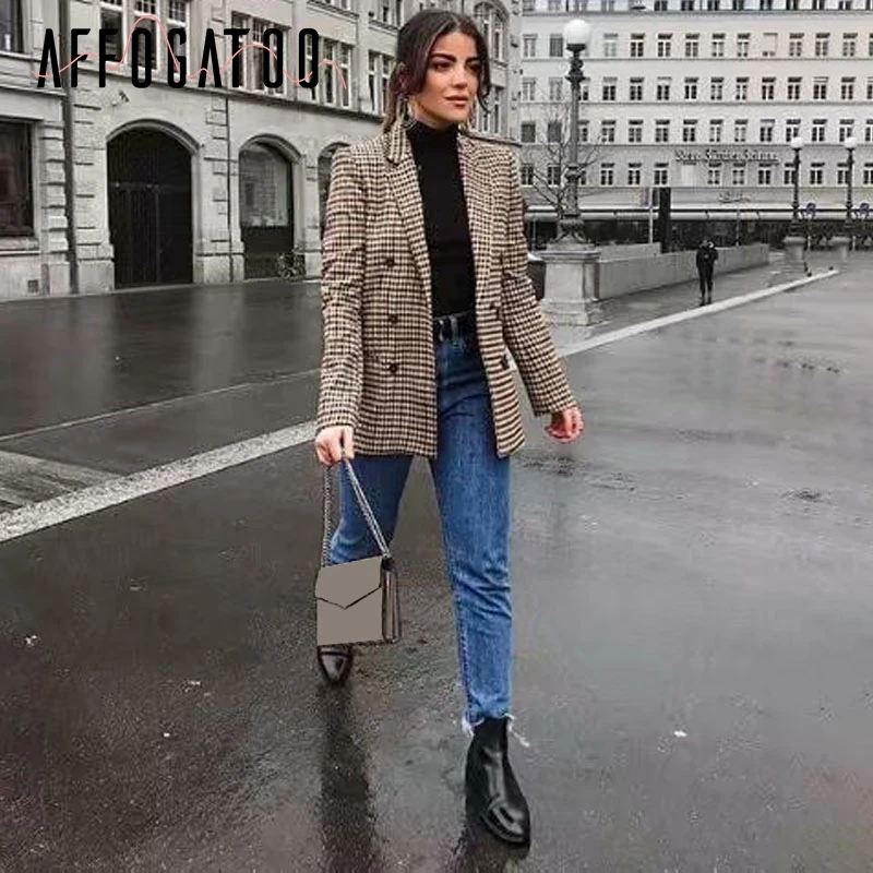 plaid blazer womens outfit