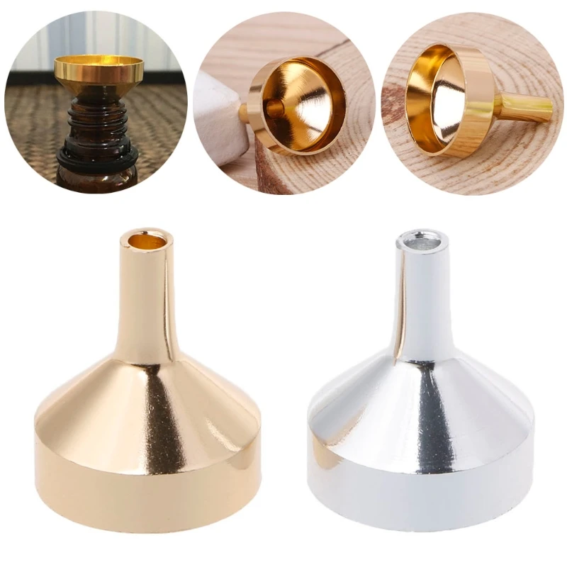 

1 PC Alumite Silver/Gold Mini Hopper Funnel Electroplate For Rechargeable Essential Oil Perfume Bottles New Fashion Solid
