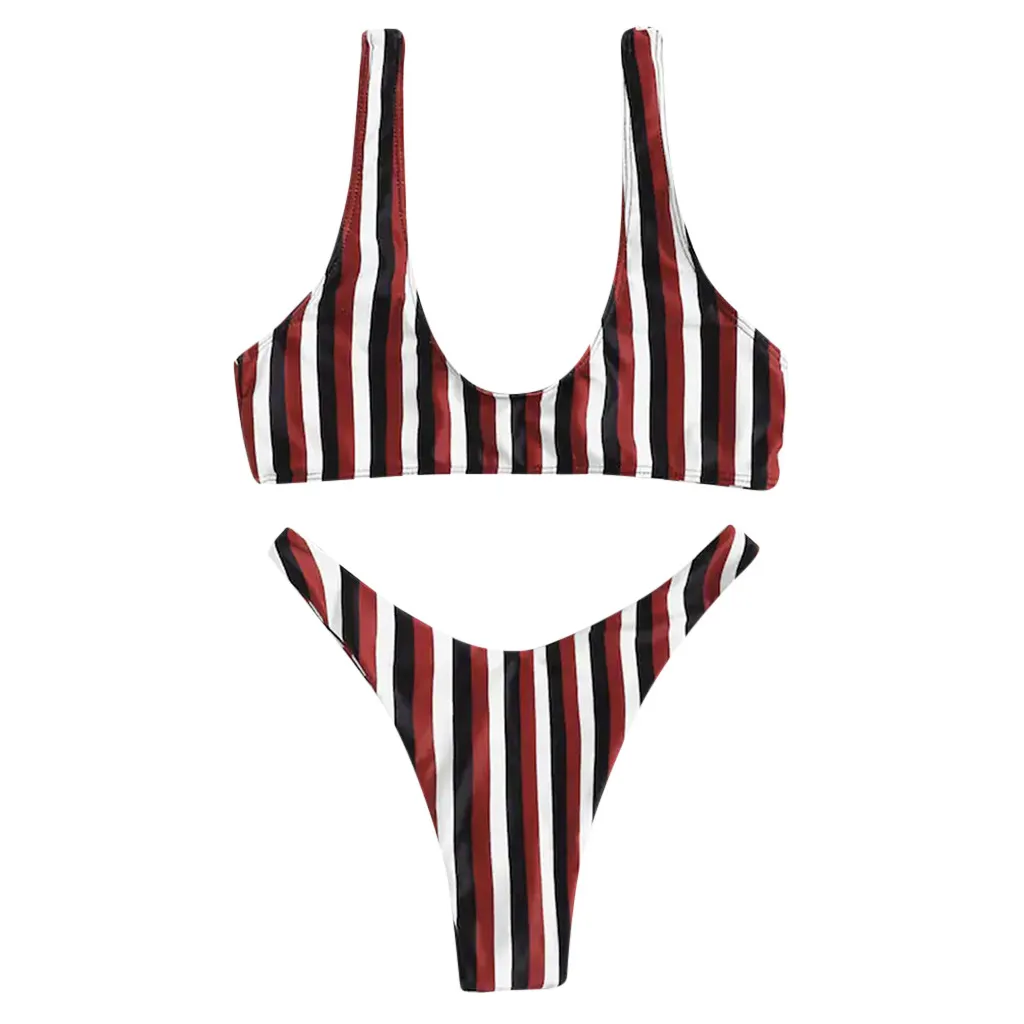 Buy Ishowtienda Swimwear Women Stripe Bandage Bikini