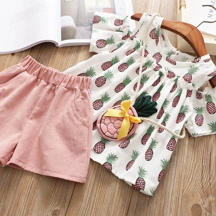 Детская одежда г. Летняя одежда для маленьких девочек футболка+ шорты, комплект из 2 предметов детская одежда, спортивный костюм, костюм для девочек, комплект одежды - Цвет: Pink