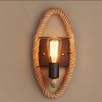 

Retro loft rope wall lamp stair aisle corridor bedroom living room restaurant pub cafe wall light bra round sconce lw53317py