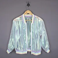 Куртка Радуга бомбер для женщин прозрачный, переливающийся летний симфония базовое пальто лазерный прозрачный высокого качества