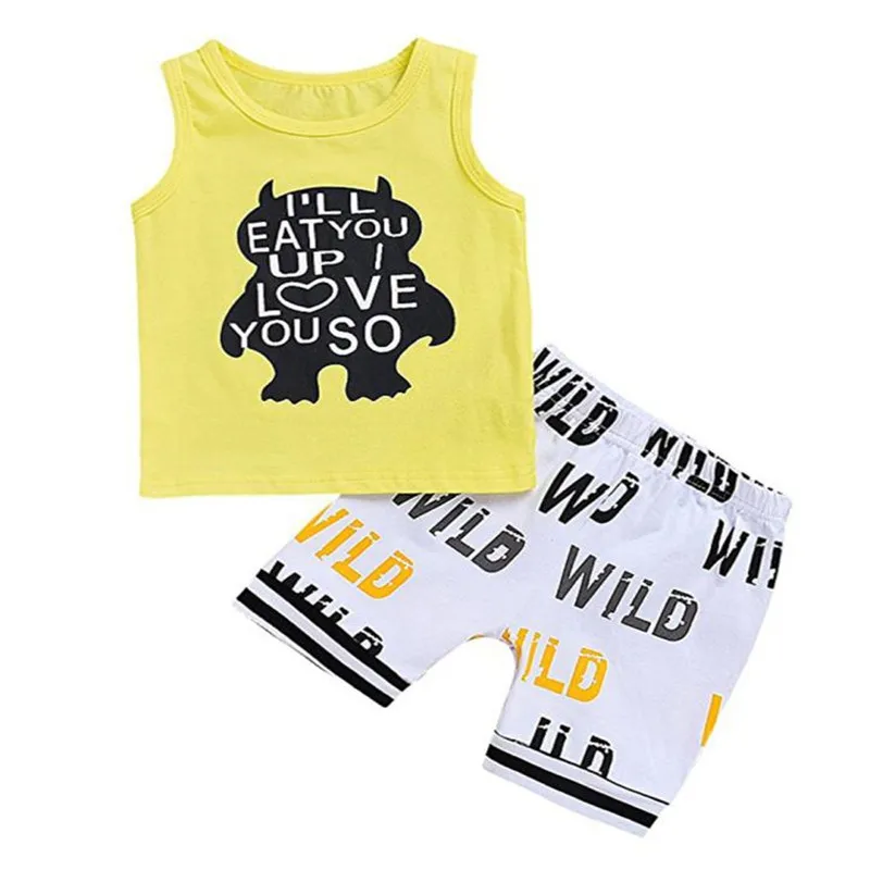 

ARLONEET Baby Boy Clothes Boy T-Shirt Vest Cartoon Letter Print Sleeveless Clothes Children 0 to 24 Months Drop Shipping 30S66