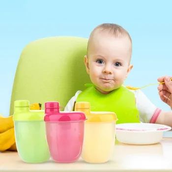 

3 Grids Baby Milk Powder Dispenser, Infant Feeding Food Container, Travel Portable Storage Box Pink Blue Yellow M&B1113