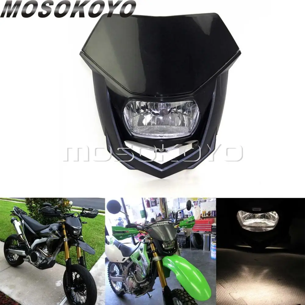 Черный Байк фары для мотокросса H4 головной светильник для Kawasaki KLX450R Yamaha WR450 WR250 TTR KTM SX EXC