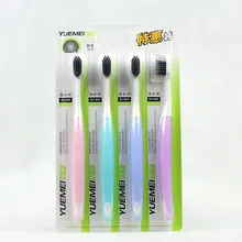 4 шт. Двойной Ультра мягкий бамбуковый уголь Зубная щётка, nano Кисточки Уход за полостью рта, углерода 0.01 пух Длинные мягкие волосы маленькая голова Зубная щётка