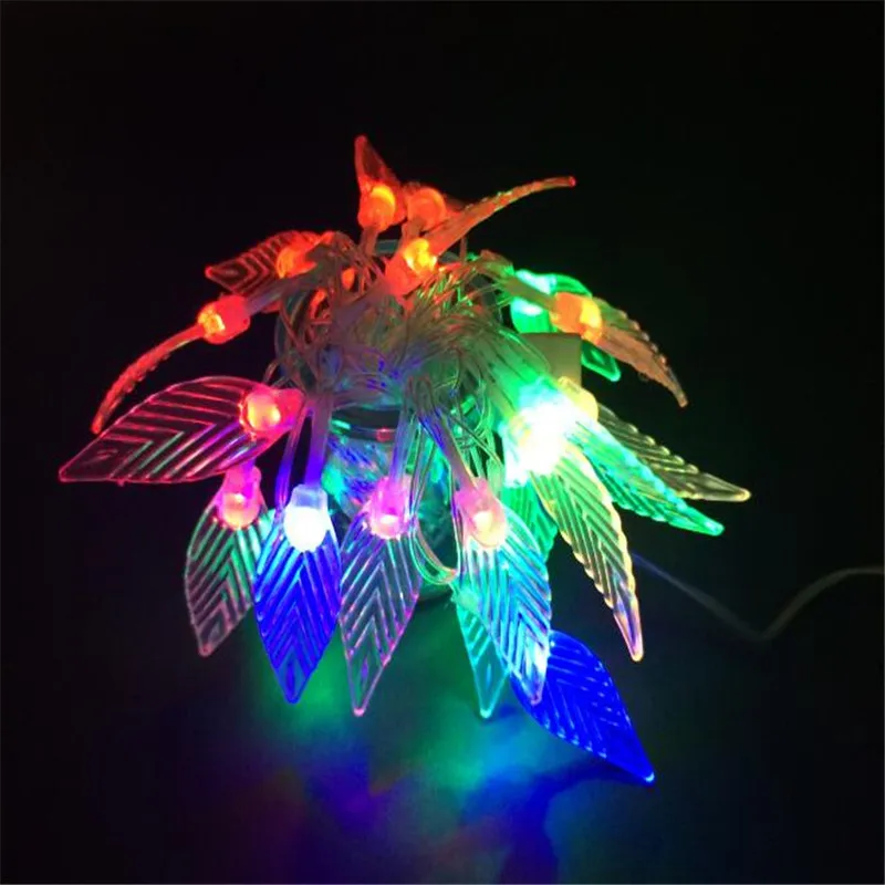 

New Arrival 7.5M 50LED Leaf Battery Powered Holiday LED String Light High quality for Xmas Tree Wedding Party Living Room Decor
