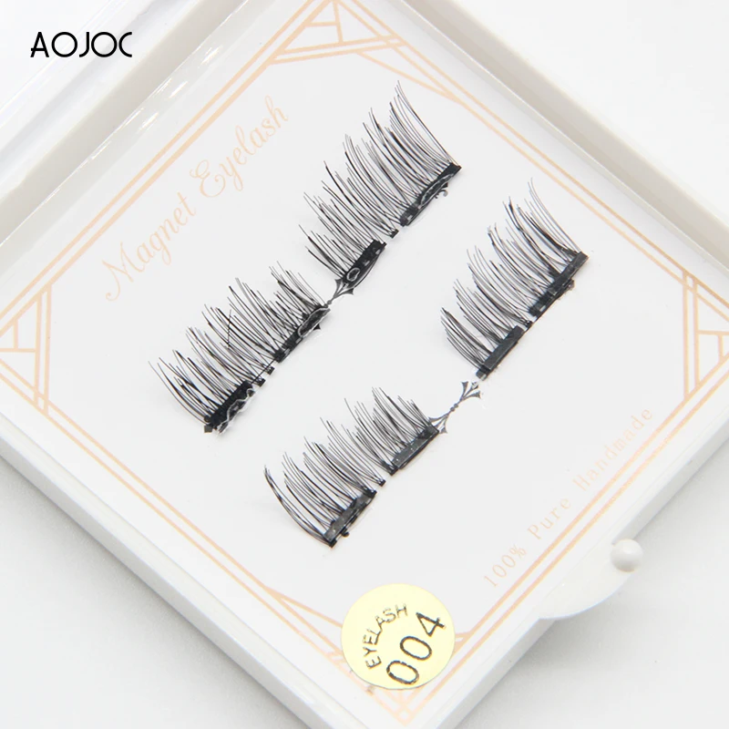 

Aojoc 3D Magnetic Eyelash Natural False Eyelash Double Magnet Full Strip Magnetic Lashes Reusable Fake Eye Lashes girls makeup
