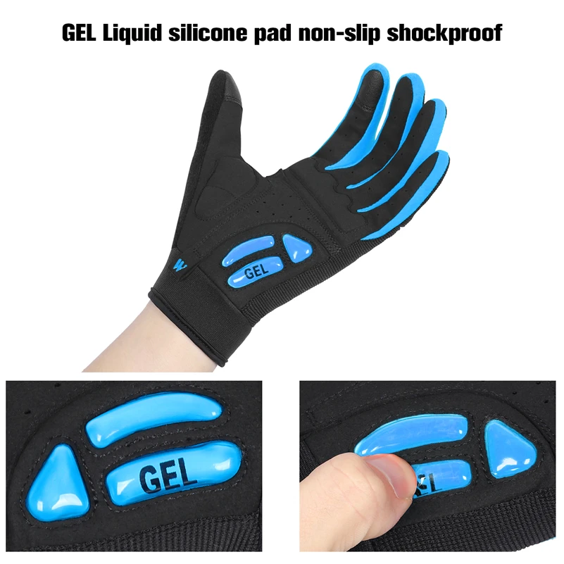 West biking противоскользящие велосипедные перчатки Открытый полный гель для пальцев Pad Спортивные перчатки ударопрочные дышащие велосипедные перчатки для мужчин M/L/XL
