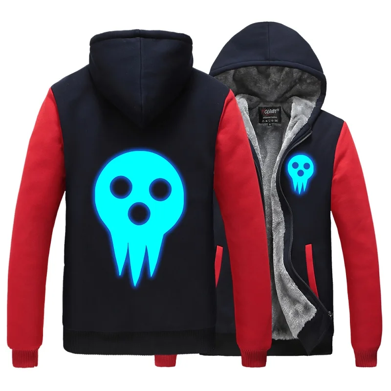 

Anime Soul Eater MAKA ALBARN Coat hooded hoodie feece jacket Cardigan Soul Eater Black Star thick Noctilucent hoodie jacket
