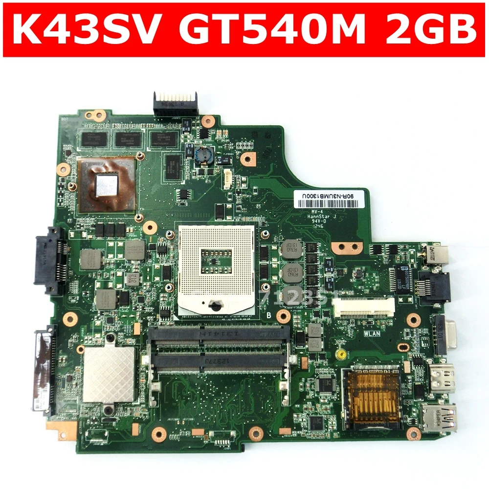 

K43SV GT540M 2GB HM65 Mainboard REV 4.1 For Asus A43S X43S K43S K43SV K43SJ K43SM Laptop Motherboard USB 3.0 100% Tested