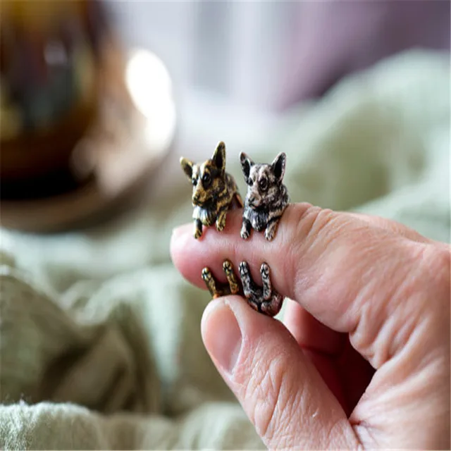 QIAMNI Handmade Cute Animal Ring for Women Men Cat Wolf Lion Rabbit Horse Dog Ring Birthday Jewelry Pet Lover Gift Accessories 1