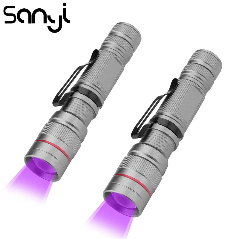 SANYI UV Flash светильник 3 режима портативный фонарь светодиодный светильник-вспышка Ультрафиолетовый маркер с невидимыми чернилами фонарь детектор светильник 1*1450/AA