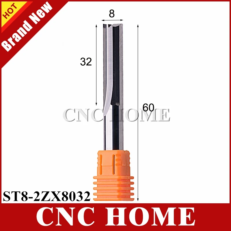

1pc 8mm x 32mm Two Flutes Milling Cutter Straight Slot End Mill Carbide CNC Router Bits for Wood Foam MDF Cutting