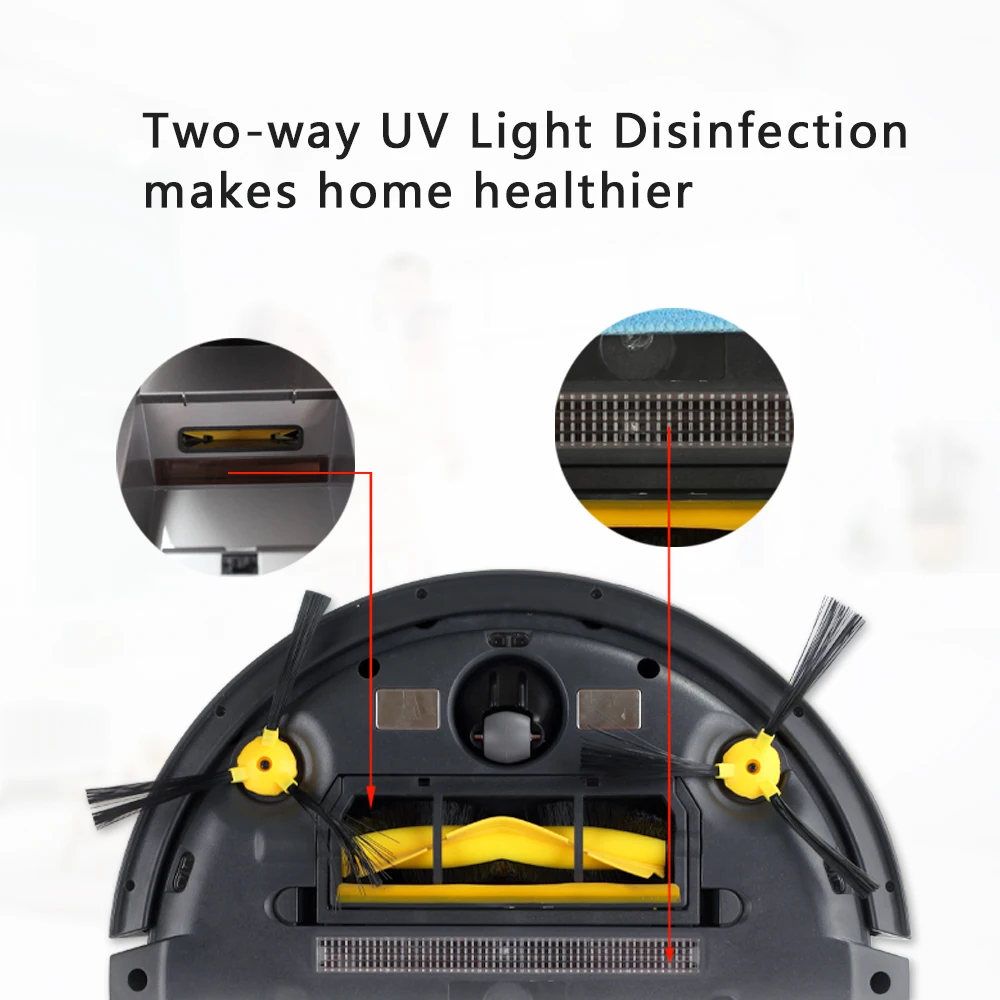 LIECTROUX Robotic Staubsauger B6009, 2D Karte & Gyroskop Navigation, mit Speicher, Niedrigen Wiederholung, virtuelle Blocker, UV Lampe, Nass Mopp LIECTROUX Robotic Staubsauger B6009, 2D Karte & Gyroskop Navigation, mit Speicher, Niedrigen Wiederholung, virtuelle Blocker, UV Lampe, Nass Mopp