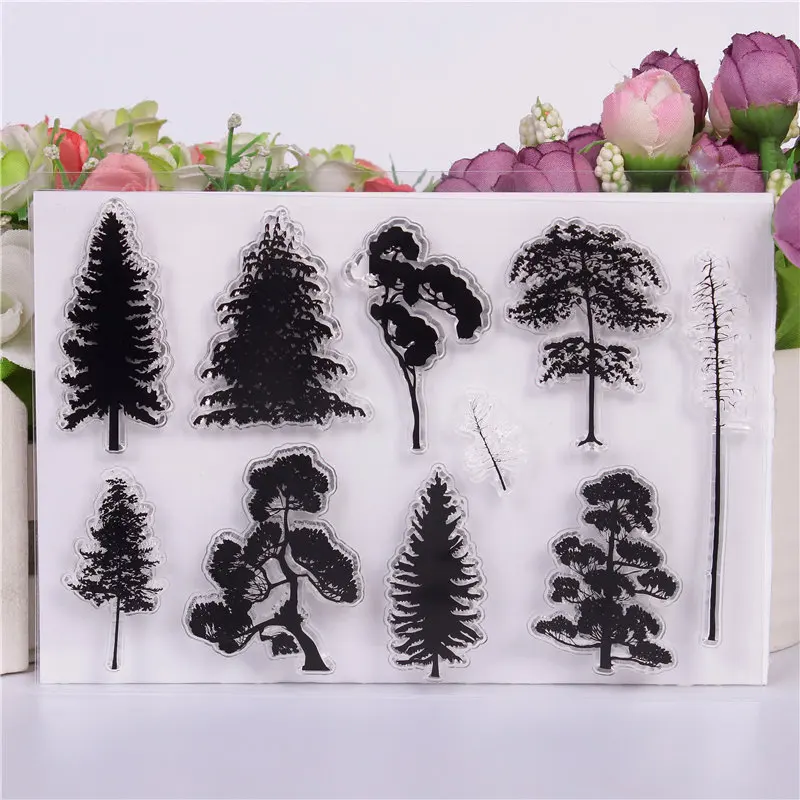 

Rubber Silicone Clear Stamps for Scrapbooking Tampons Transparents Seal Background Stamp Card Making Diy Big Tree Forest