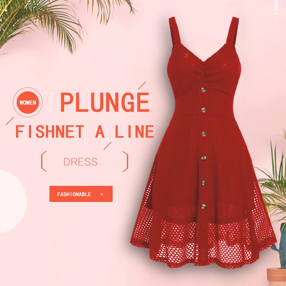 fishnet buttoned a line dress