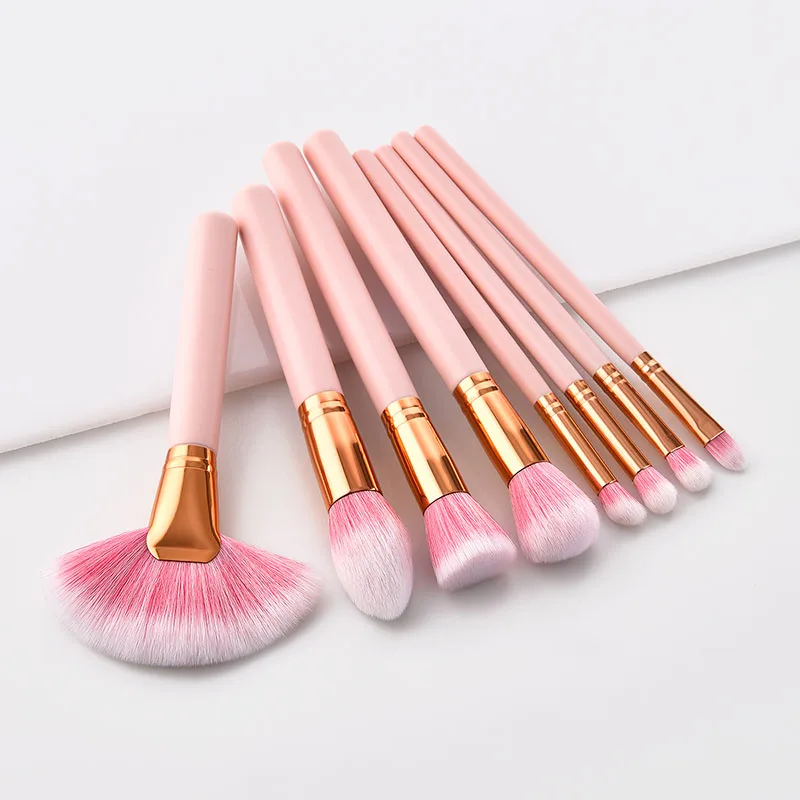 Pink Powder Brush Fan Brush Blending Eyeshadow Makeup Brushes Set