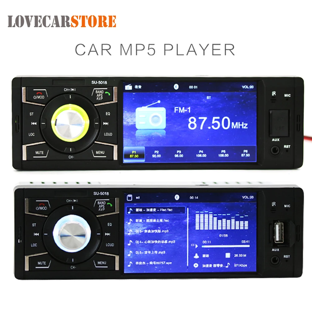 

12V 4.1 Inch 1 Din Bluetooth HD Car Stereo Radio Auto Vehicle MP3 MP5 Player Support USB FM TF AUX In + Remote Control