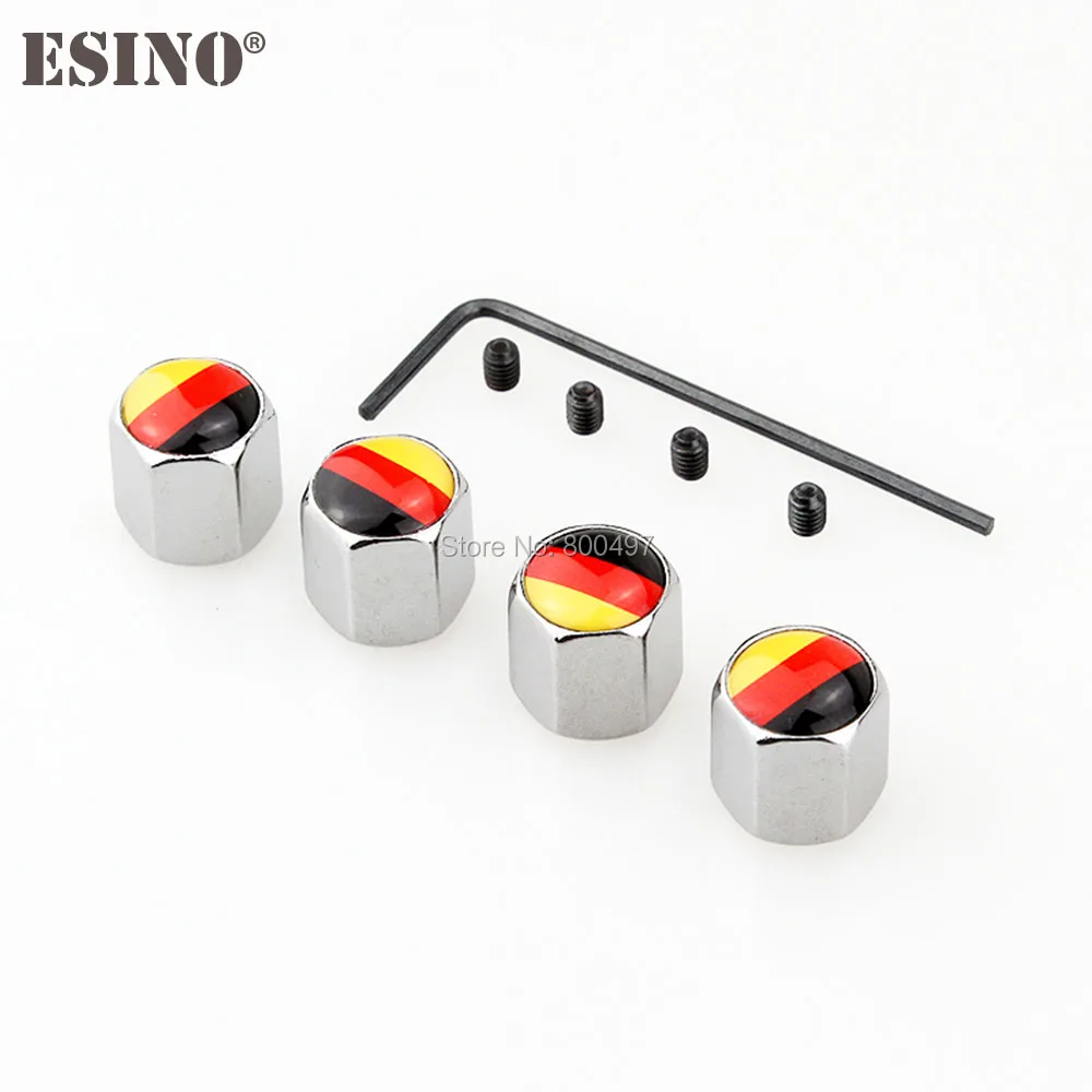 

4 x Car Styling Germany National Flag Anti-theft Stainless Wheel Tire Valve Stems Caps Car Wheel Tire Stem Air Valve Caps