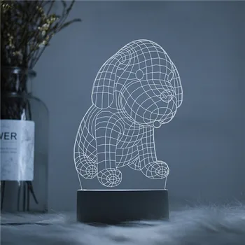 

Little Baby Dog Kawaii Cute Bow Meow LED 3D Acrylic Night Lamp Light Luminary With Touch And Remote Lamps Lights Kids Decoration