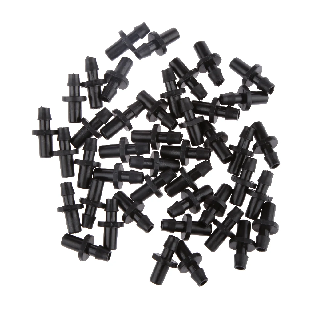 50pcs 1/4Inch Plastic Hose Drip Nozzle Fitting Connector Watering Lawn Irrigation Accessories Garden Yard Water Tools
