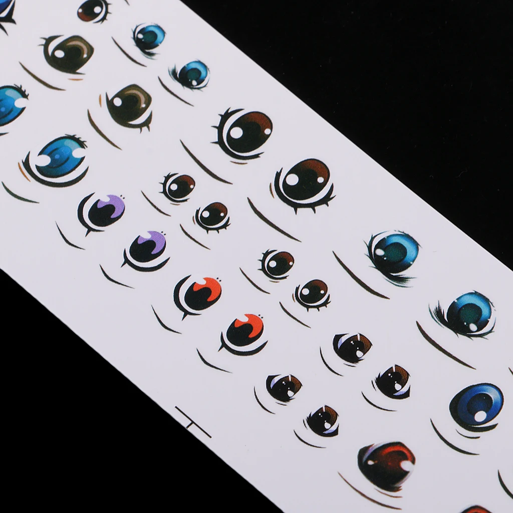5 Sheets Assorted Eyes Stickers DIY Doll Accessories Cartoon Toy Eyes Cute Anime Figurine Dolls Eye Paster Face Clay Decals Mold