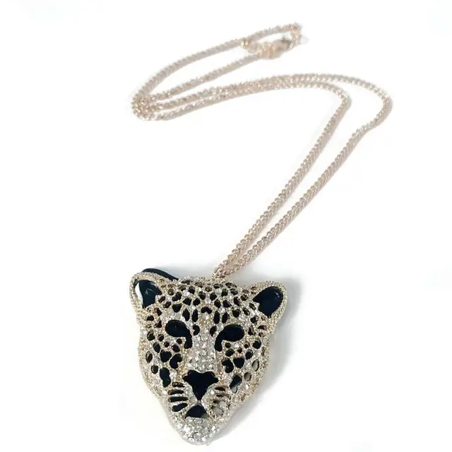 Free Shipping Leopard Head Alloy Pendant Necklacein Power Necklaces