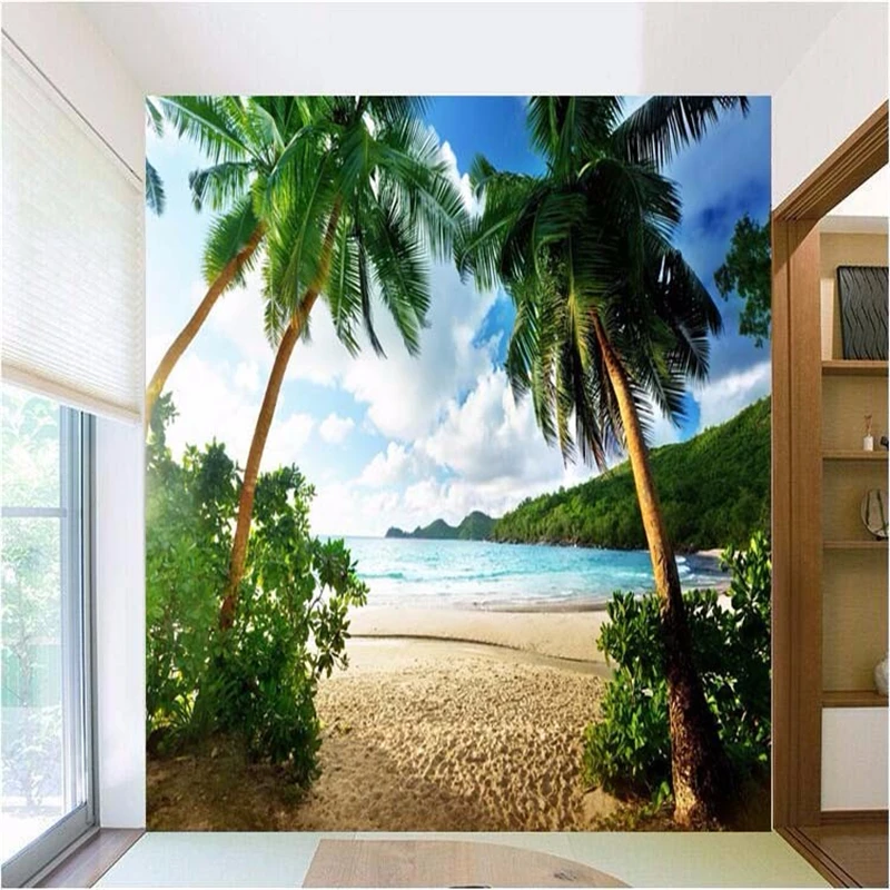 Beibehang papel de parede 3D foto papel de pared palm beach de viaje de Isla de TV sofá Fondo dormitorio grande mural de la pared de papel