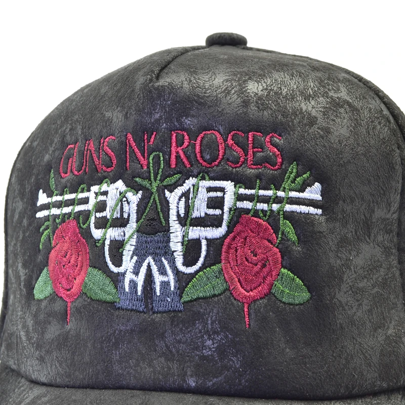 صخرة صلبة البنادق ن الورود كاب التطريز روز البيسبول قبعات أزياء الرجال النساء روك الفرقة قبعة في الهواء الطلق قبعات ترد لمكانها العظام Gorras