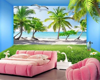 

beibehang Fashion interior painting wall paper 3D sea view scenery three-dimensional TV background papel de parede 3d wallpaper