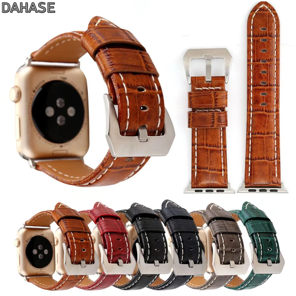 DAHASE Ретро ремешок из натуральной крокодиловой кожи для Apple Watch Series 1 2 3 Band Браслет 42