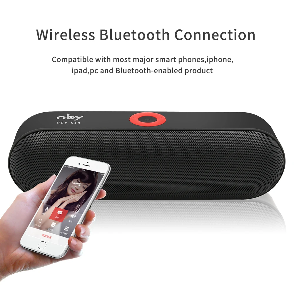 Переносная Bluetooth колонка NBY S18 громкоговоритель с двойным драйвером 12 часов