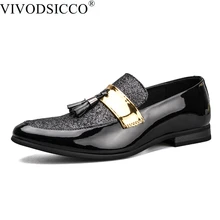 VIVODSICCO Лакированная кожа Для мужчин повседневные лофферы, туфли Для мужчин Модная обувь на плоской подошве; дизайнерские Обувь для вождения без застежки мягкая подошва кожаная обувь