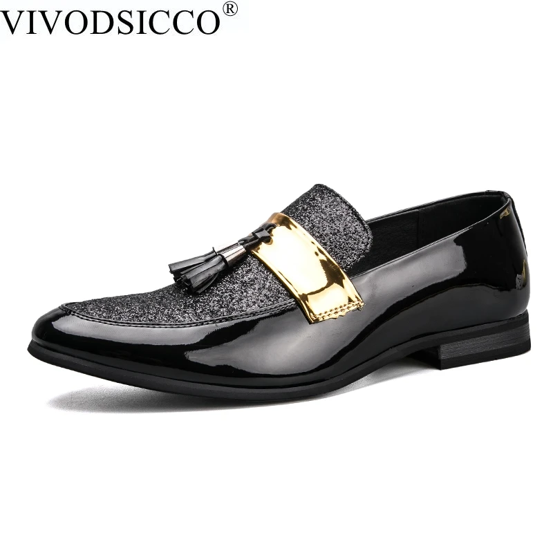 VIVODSICCO Patent Leather Men Loafers Shoes Casual Men Fashion Flats Design Man Slip-On Driving Shoes Soft Bottom Leather Shoes цена VIVODSICCO Patent Leather Men Loafers Shoes Casual Men Fashion Flats Design Man Slip-On Driving Shoes Soft Bottom Leather Shoes цены онлайн