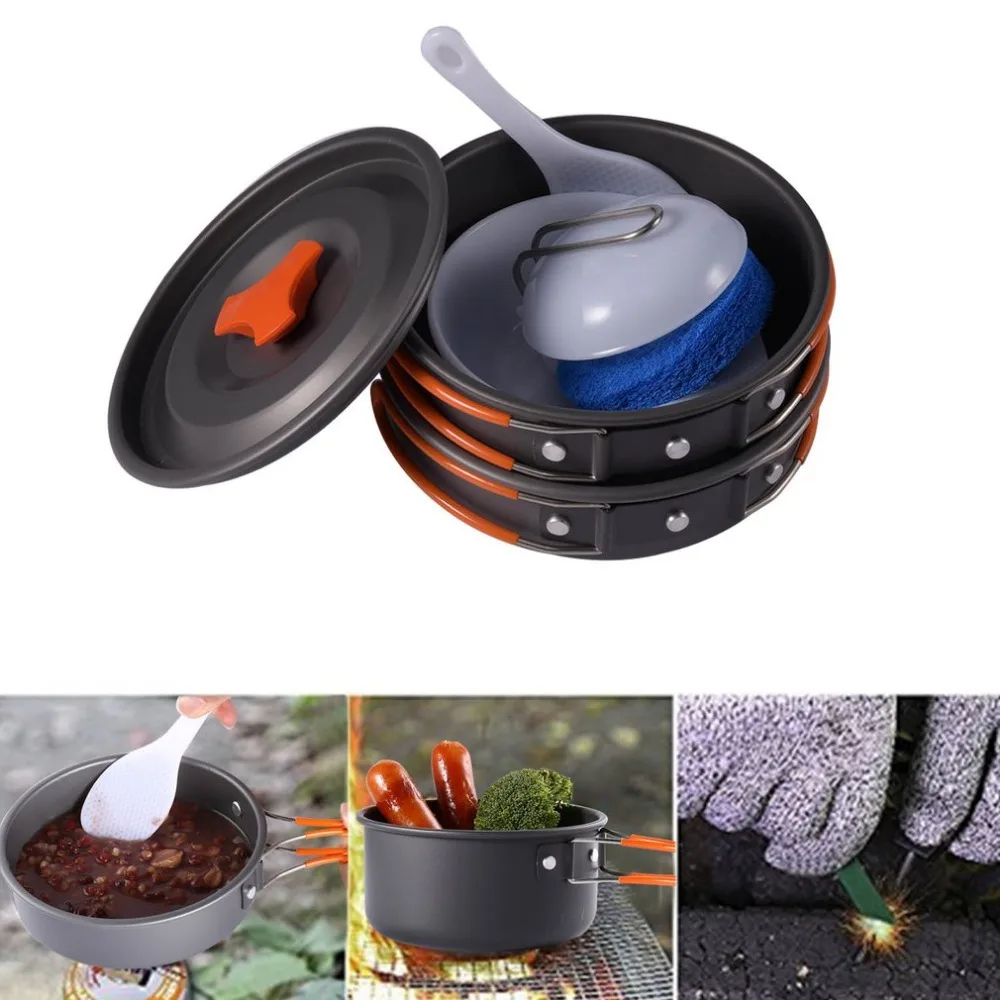 

Ship from RU /CN 8pcs Outdoor Camping Hiking Cookware Backpacking Cooking Picnic Bowl Pot Pan Set Lightweight Portable Compact