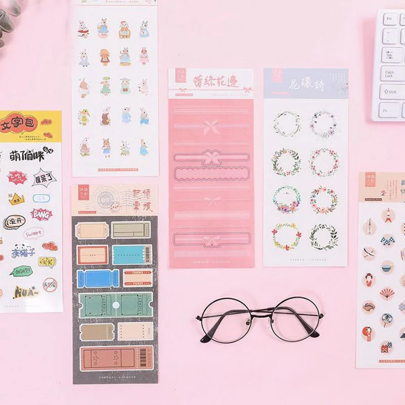 

1Pcs Cute Bow Garland Japanese lifestyle Old tickets Decorative Planner Stickers DIY Diary Scrapbooking Index Seal Stickers