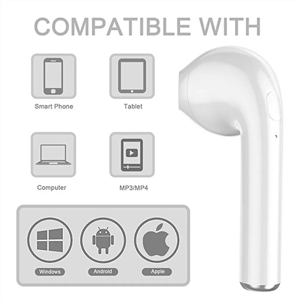 Беспроводные наушники i7s tws Bluetooth 5,0, бинауральные стерео Bluetooth наушники, спортивные наушники с микрофоном для всех смартфонов