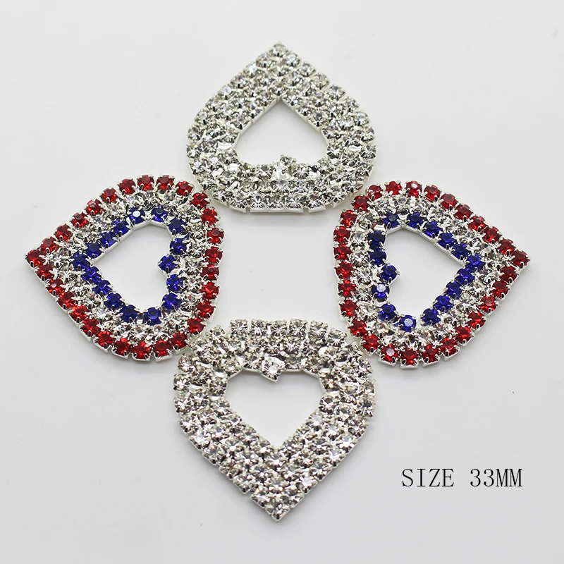 

ZMASEY Heart Rhinestones Buttons 33MM 5Pcs/Lot DIY Sewing Handwork Wedding Decoration Mix Color Metal Buttons
