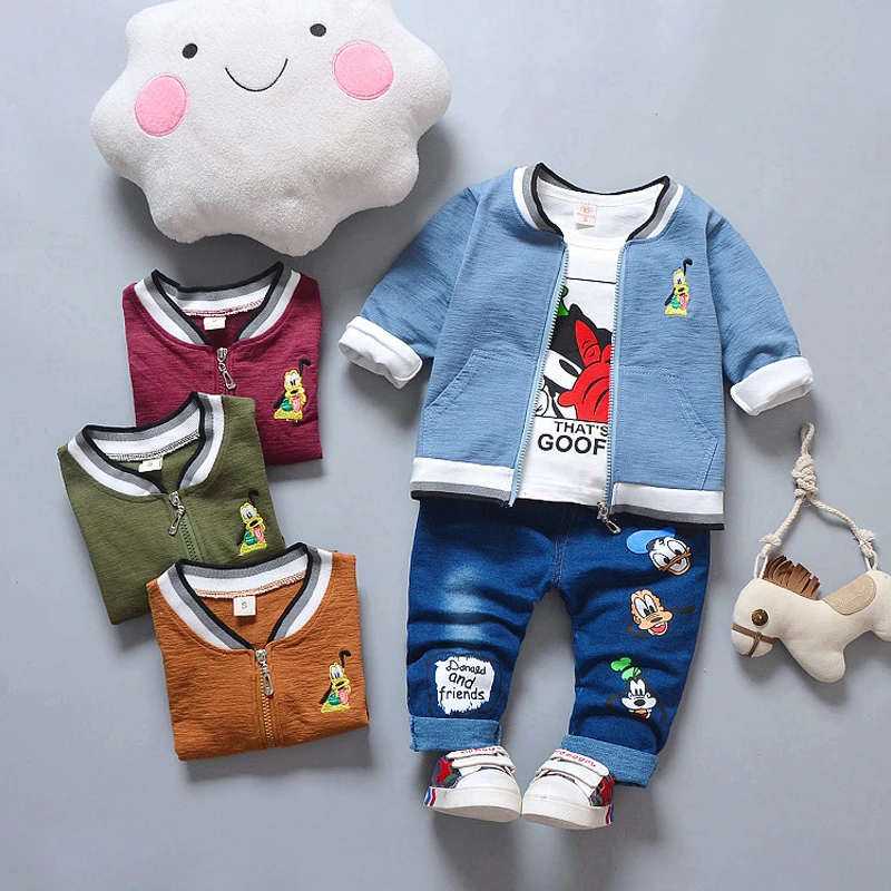 

HYLKIDHUOSE 2018 Autumn Baby Girls Boys Clothing Sets Infant Clothes Suits Toddler Kids Costume Cartoon Coats T Shirt Pants