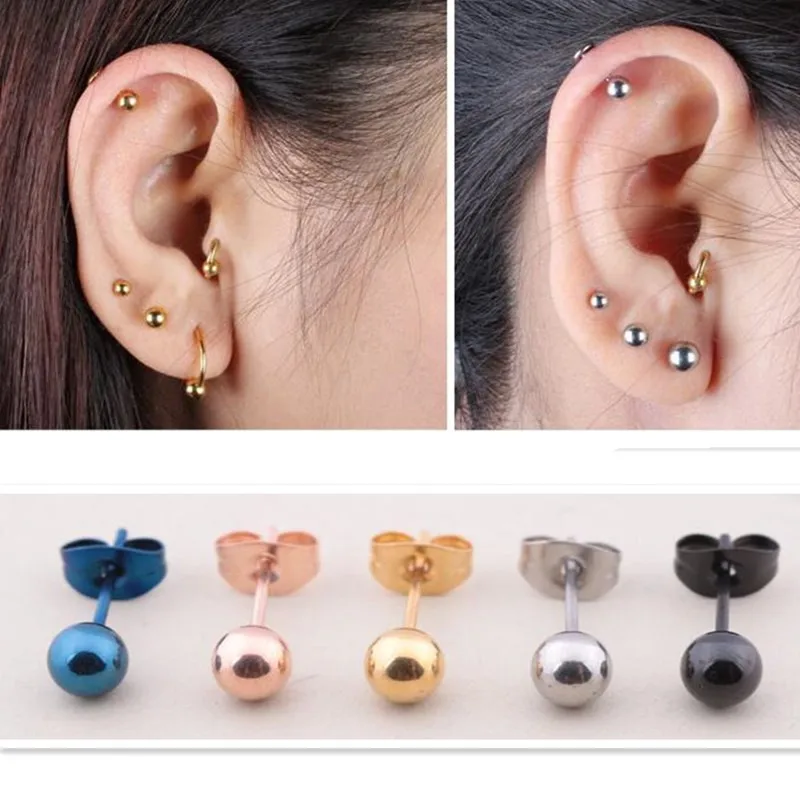 New Design Anium Earrings Allergic Por Small Rose Gold Beans New Design Anium Earrings Allergic Por Small Rose Gold Beans Men Jewelry Round Stainless Steel Stud