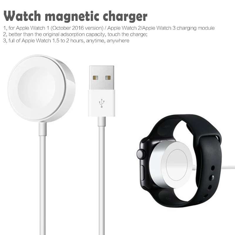 Магнитная Зарядное устройство для Apple Watch 1/2/3 Ци Беспроводной зарядка через usb станции для iWatch Портативный Беспроводной часы Зарядное