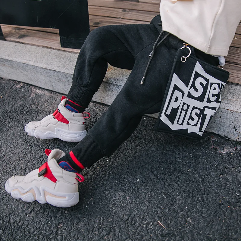 

Boys casual pants children's fashion pants 2018 autumn winter children's pants boys letters printed pants tide