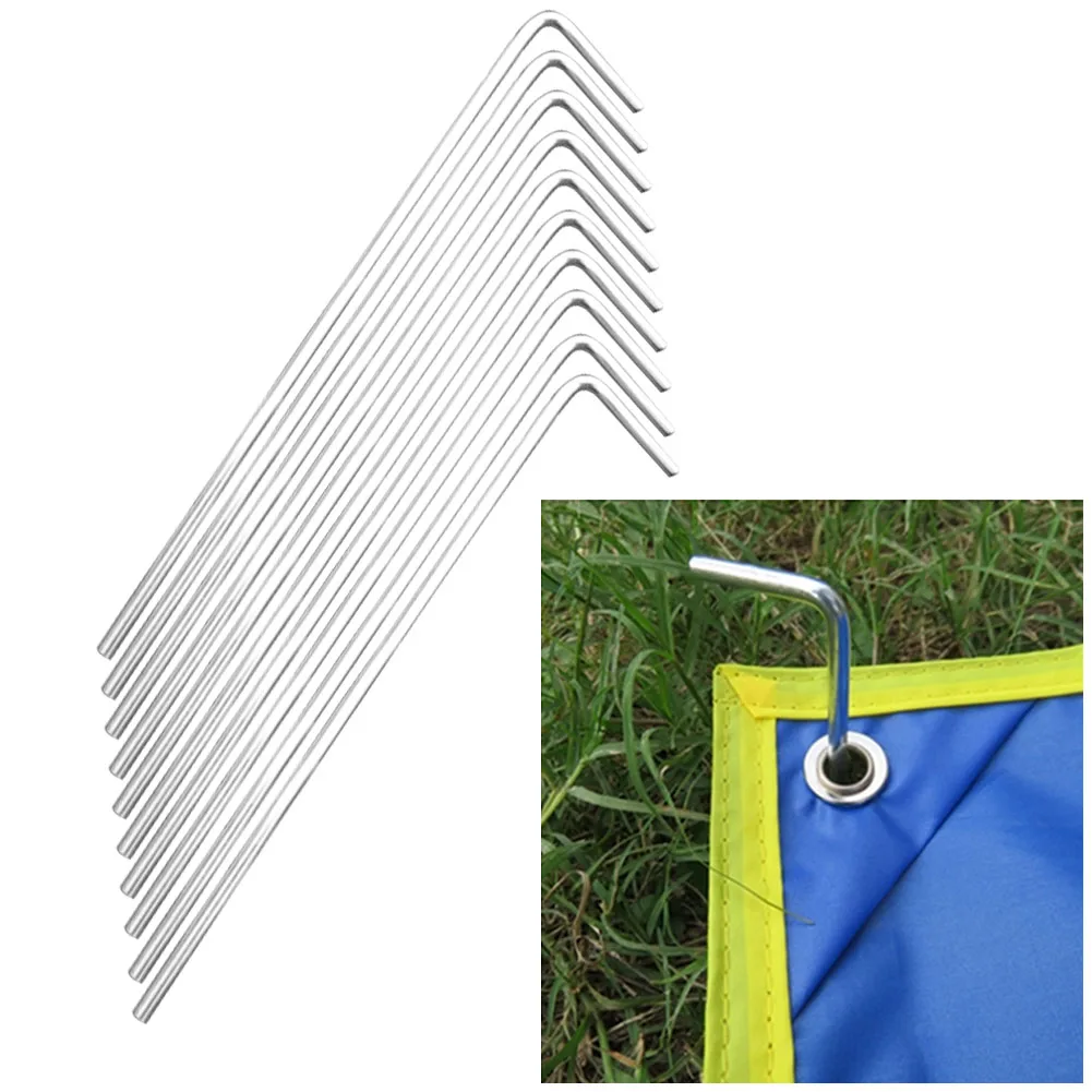 

10pcs 7 Shape Tent Ground nail Tent Camping Pegs Nails Metal Steel Durable Heavy Duty For Outdoor Hiking Ground Stakes