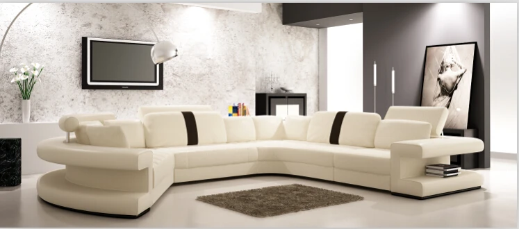 Современный угловой кожаный диван с секционной гостиной набор диванов|sofa