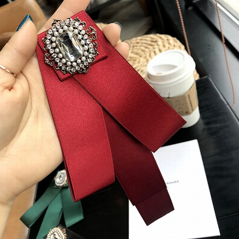 Простой корейский винтажный галстук-бабочка длинный стример брошь с кисточкой для женщин модный костюм ткань рубашка корсаж ювелирные изделия воротник аксессуары