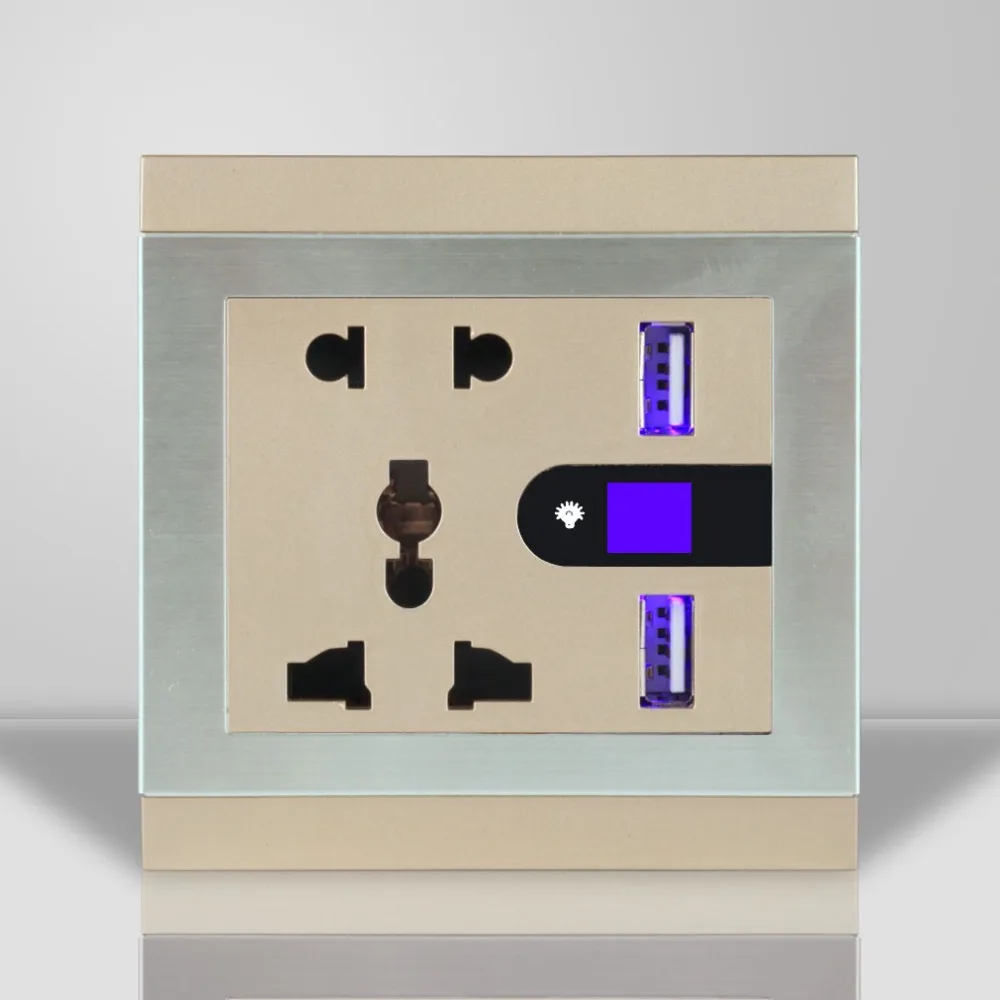 

BIngoelec 5 PIn With 3.1 A USB Socket Switch Plastics Silver Frame Indicator Light Switch