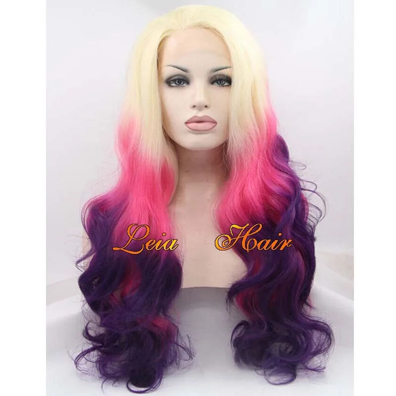 Long Blonde Wig Synthetic Lace Front Wig Heat Resistant Ombre