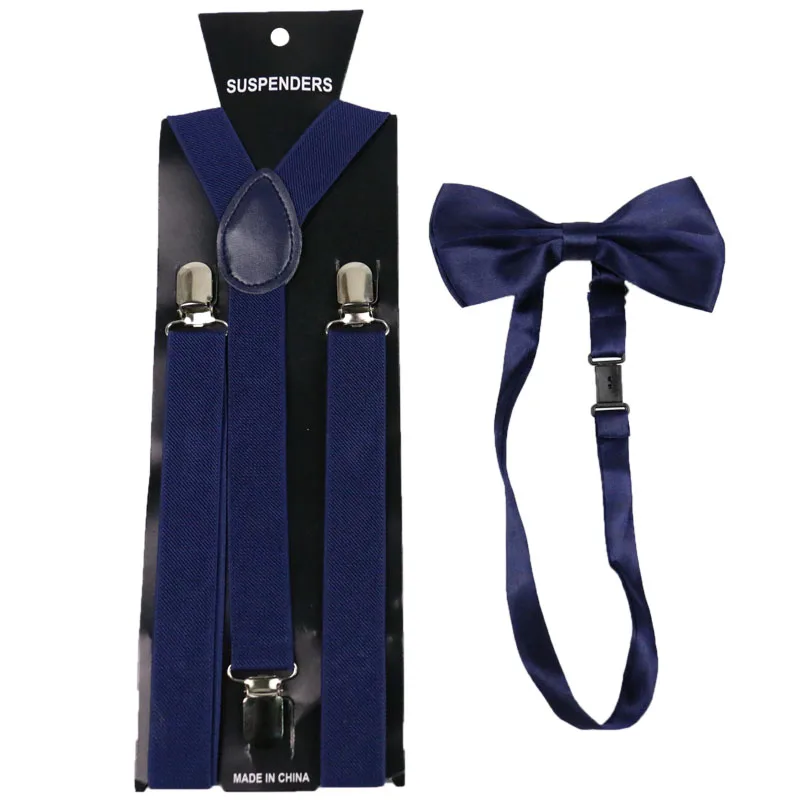 Winfox Мода Королевский синий подтяжки и бабочка комплект для мужчин женщин подтяжки для подтяжки галстук бабочка