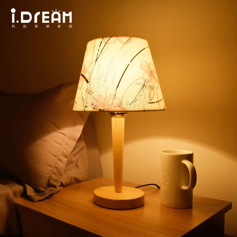 

Wooden desk lamp e27 LED bulb table lamp Bedroom desktop light Desk lamp with wooden support Bedroom study, light fitting